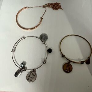 Lot of 3 Bangles Silver Rose Gold and Copper